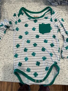 Little Sleepies Green Shamrock Stripe Long-Sleeve One-Piece Bodysuit